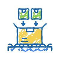 filled product boxes packing in container icon doodle illustration vector
