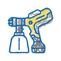 spray gun tool icon doodle illustration vector