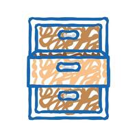 drawer open icon doodle illustration vector