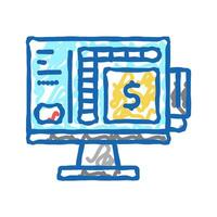 shop self service pos terminal computer icon doodle illustration vector