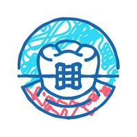 orthodontic braces icon doodle illustration vector