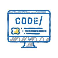 code on computer screen icon doodle illustration vector