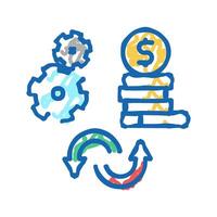 work to money converter icon doodle illustration vector