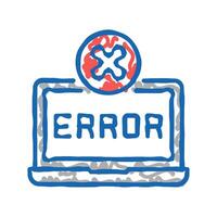 error on laptop display icon doodle illustration vector