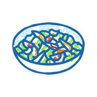 veggie stir fry vegan food icon doodle illustration vector