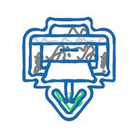 printer loading document icon doodle illustration vector