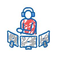 dispatcher controlling flight way icon doodle illustration vector