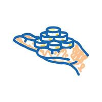growth coin hand icon doodle illustration vector