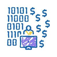 programmer developing financial application icon doodle illustration vector