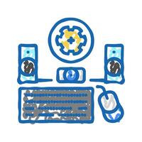 peripheral setup repair computer icon doodle illustration vector