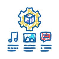 settings of audio, image and test ugc icon doodle illustration vector