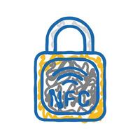 security nfc technology icon doodle illustration vector