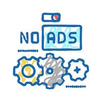 no ads setting icon doodle illustration vector