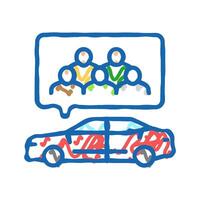 carpooling environmental icon doodle illustration vector