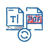 write text in pdf file icon doodle illustration vector