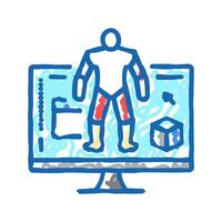 3d modeling characters icon doodle illustration vector