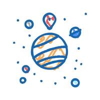 gps location point on planet icon doodle illustration vector
