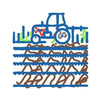 tractor field icon doodle illustration vector
