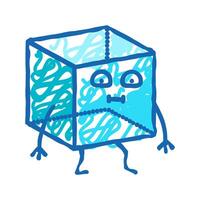 cube geometric shape character icon doodle illustration vector