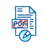 writing and editing pdf file icon doodle illustration vector