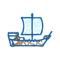 cog ancient ship icon doodle illustration vector