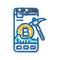 crypto app cryptocurrency mining icon doodle illustration vector