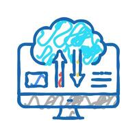 download and upload from cloud digital processing icon doodle illustration vector