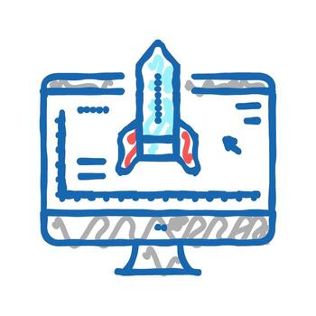 rocket modeling computer program icon doodle illustration vector