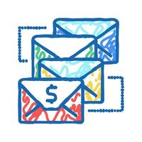 email sequence icon doodle illustration vector