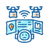 remote monitoring autonomous delivery icon doodle illustration vector