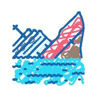 sinking ship sad mood icon doodle illustration vector