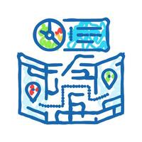 route optimization logistic manager icon doodle illustration vector