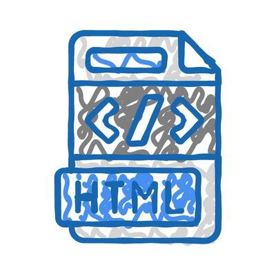 html file format document icon doodle illustration