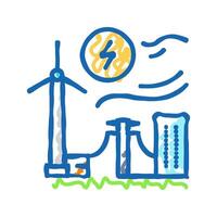 power integration wind turbine icon doodle illustration vector