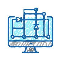 scheme on computer screen for semiconductor manufacturing icon doodle illustration vector