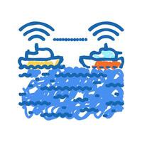 ship collision avoidance systems icon doodle illustration vector