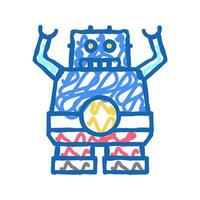 robotic geek icon doodle illustration sign vector