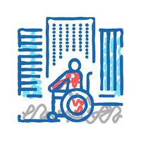 disabled riding wheelchair in city icon doodle illustration vector