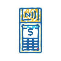 payment terminal nfc technology icon doodle illustration vector