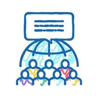global crowdsoursing icon doodle illustration flat vector
