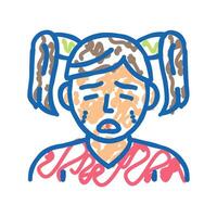 crying kid girl mood icon doodle illustration vector