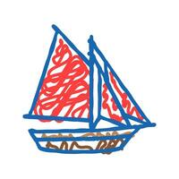 sloop ancient ship icon doodle illustration vector
