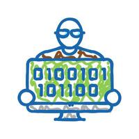 coder programmer business icon doodle illustration vector