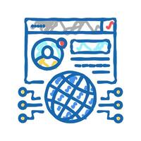 global networking icon doodle illustration vector