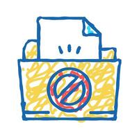 file didn't save in online folder icon doodle illustration vector