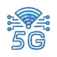 5g high speed network icon doodle illustration vector