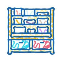 kid bookshelf bedroom icon doodle illustration vector