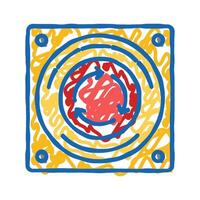 emergency stop button alert icon doodle illustration vector