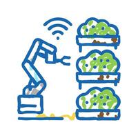 robot farmer smart farm icon doodle illustration vector
