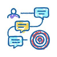 discussing for go to target icon doodle illustration vector